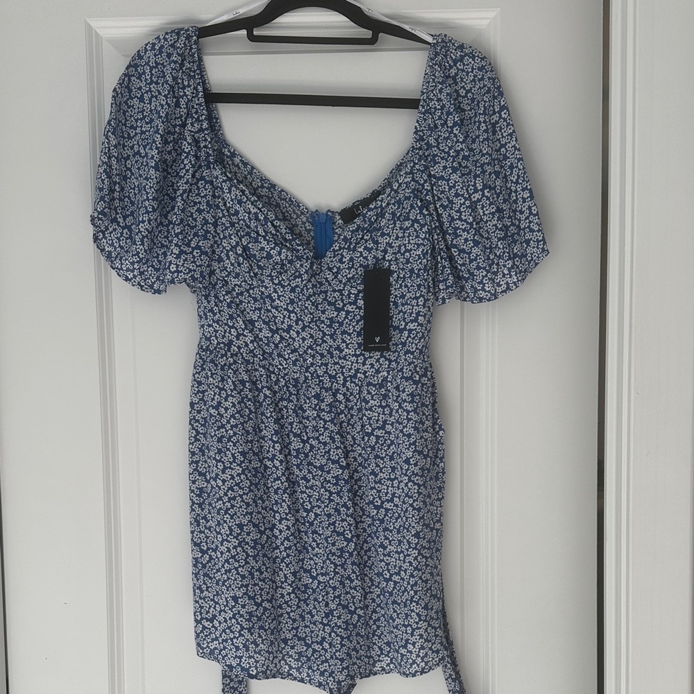 NWT Floral Blue Lulu’s Romper